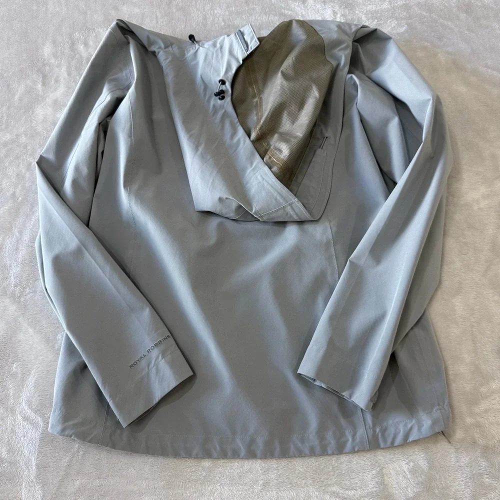 Royal Robbins Men's Grey Hooded Lightweight Waterproof Rain‎ Jacket Size M